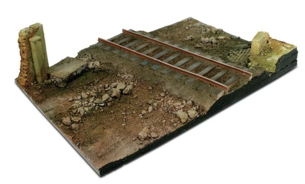 Scenics Diorama Bases: 31x21cm Country road cross w. railway