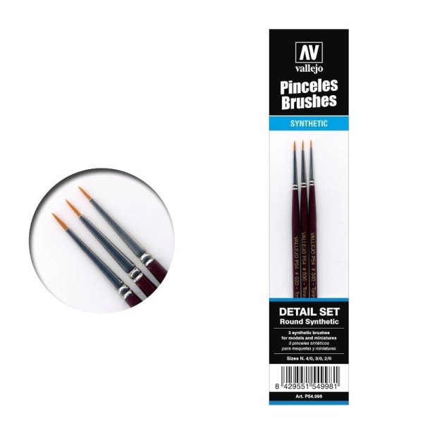 Brush Set Detail Toray  (4/0, 3/0, 2/0)